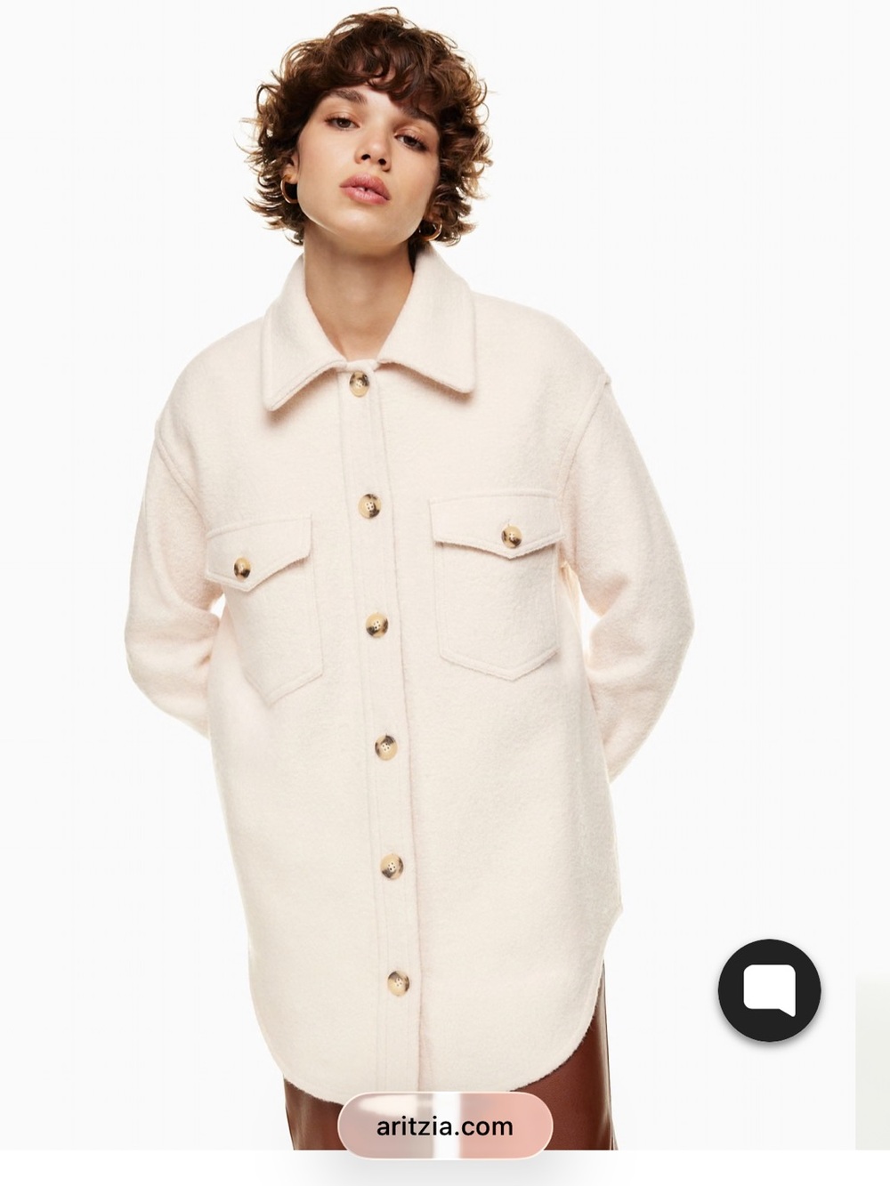 Aritzia Wilfred Free Shirt Jacket Merino Wool Cream